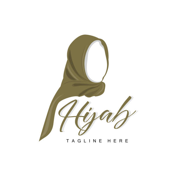 ilustraciones, imágenes clip art, dibujos animados e iconos de stock de logotipo de hijab, marca vectorial de productos de moda, diseño boutique de hijab para mujeres musulmanas - small business saturday