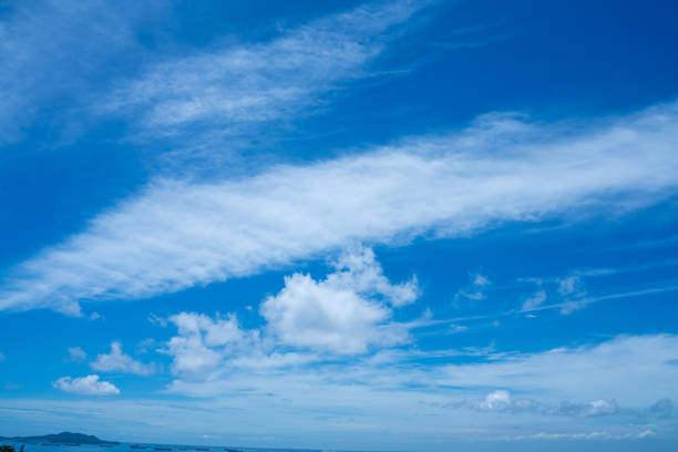 blue sky puffy clouds. fluffy blue sky background with tiny clouds for background , Beautiful cloudy tiny on fresh day