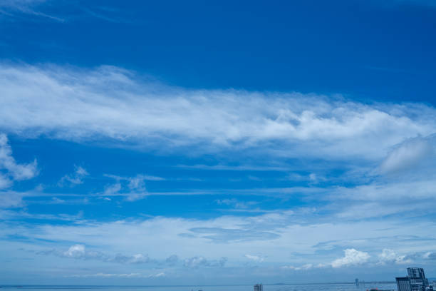 istock blue sky puffy clouds. fluffy blue sky background with tiny clouds for background , Beautiful cloudy tiny on fresh day 1438802666