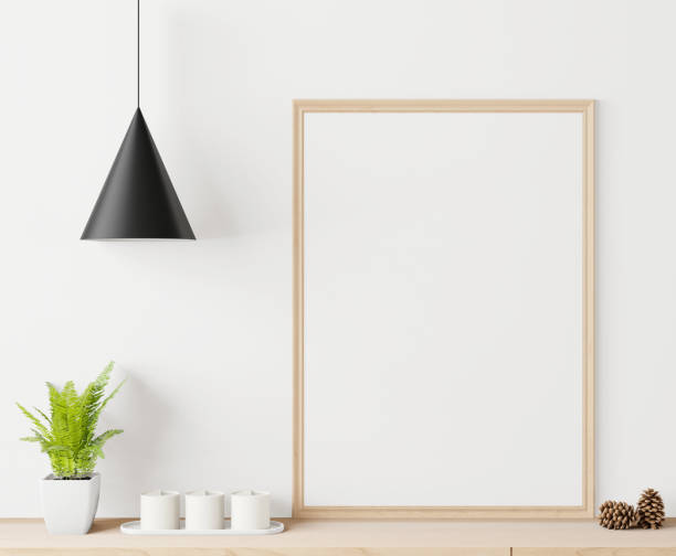 istock A picture frame on the floor with a flower vase. 1438802719