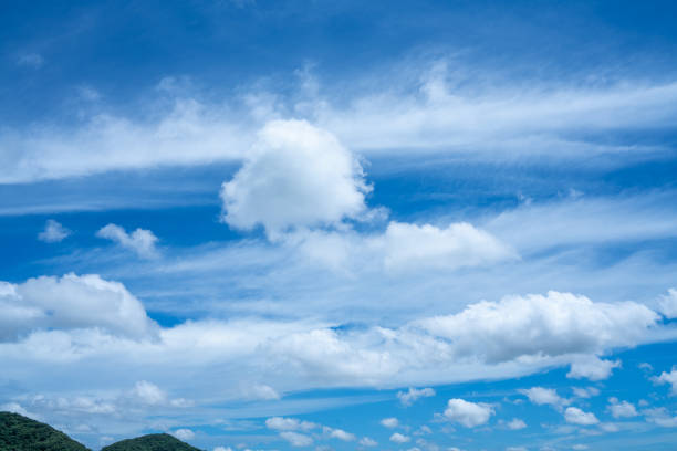 istock blue sky puffy clouds. fluffy blue sky background with tiny clouds for background , Beautiful cloudy tiny on fresh day 1438802727