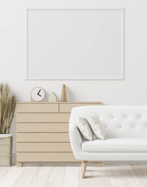istock sofa in the room with a picture frame on the wall 1438802936