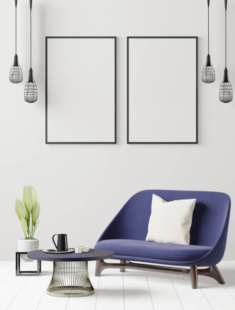 istock sofa in the room with a picture frame on the wall 1438803218