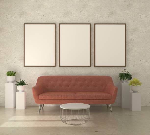 istock sofa in the room with a picture frame on the wall 1438804174