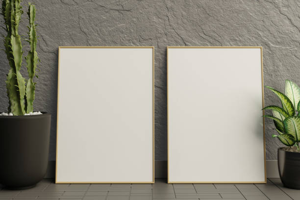 istock A picture frame on the floor with a flower vase. 1438806059