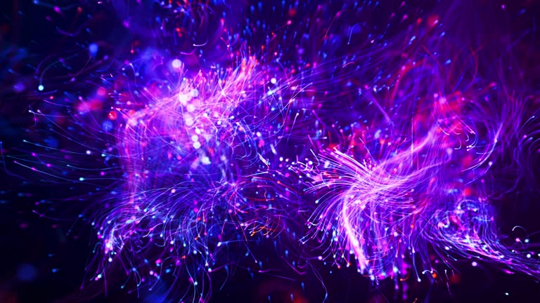 Artificial Intelligence Network Data Flowing Inside Of Optical Fibers.