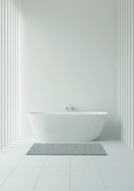 istock A modern interior decorate wash room isolated on light background, 3D render, 3D illustration 1438829372