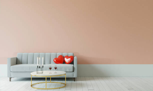 istock A modern interior wooden floor living room with couch isolated on light background, 3D render, 3D illustration 1438831088