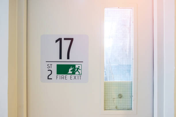 Fire emergency signs for hotel access