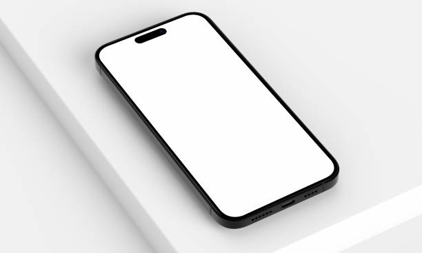 istock Illustration 3d render of isometric rectangles simulating a telephone in a 3d space with blank spaces. From different perspectives and views to help rock up for applications. 1438835320