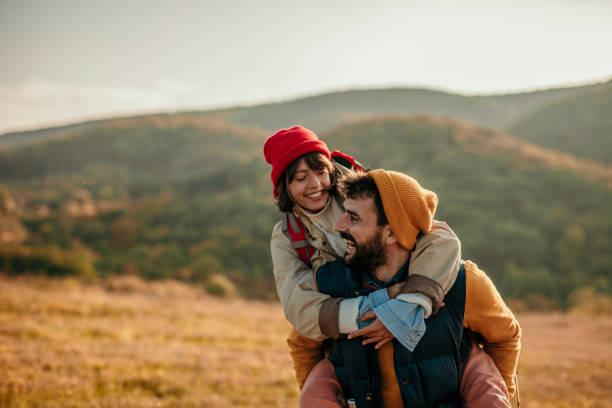 istock Sunny and cold day on a hills hiking 1438835838