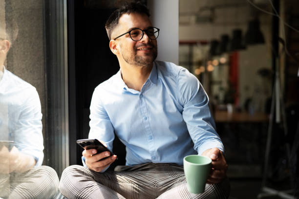 istock Young man enjoy in coffee break 1438837399
