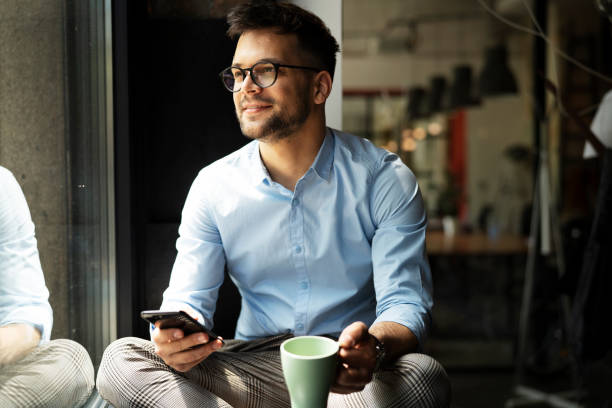 istock Young man enjoy in coffee break 1438837541