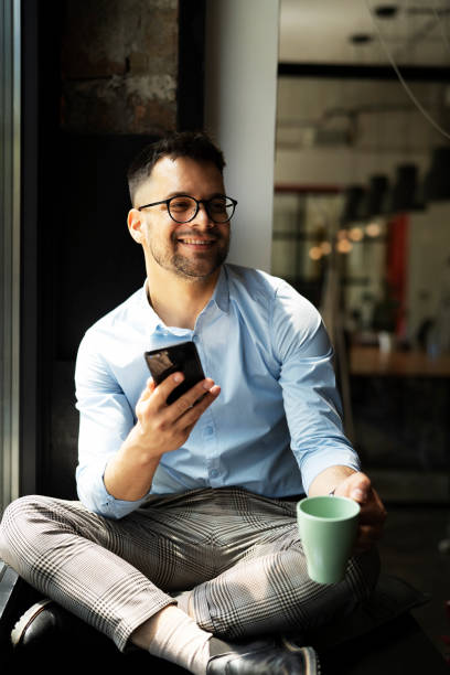 istock Young man enjoy in coffee break 1438837561