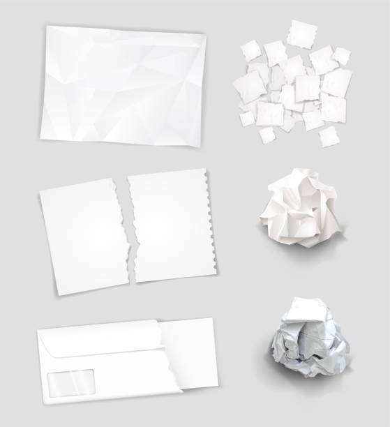 illustrations, cliparts, dessins animés et icônes de ensemble de différentes feuilles de papier froissées et déchirées - paper crumpled document garbage