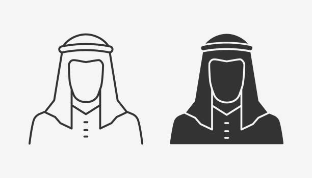 80574_ÐÐ¾Ð½ÑÐ°Ð¶Ð½Ð°Ñ Ð¾Ð±Ð»Ð°ÑÑÑ 1 Arab man icon in traditional islamic clothes. Vector illustration. kaffiyeh stock illustrations