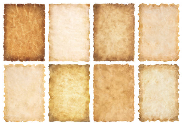 istock collection set old parchment paper sheet vintage aged or texture isolated on white background 1438846143