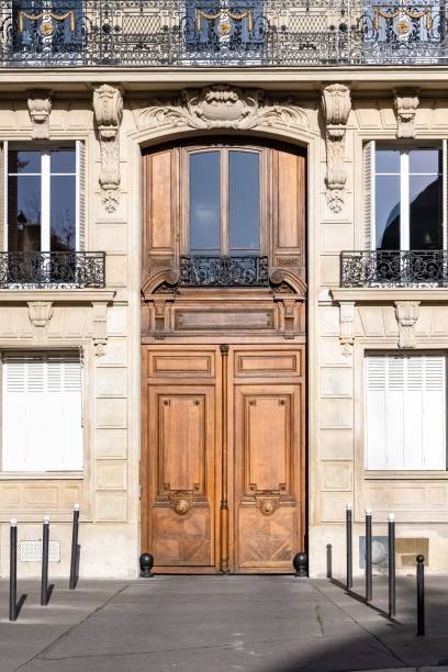 istock Paris, an ancient wooden door, beautiful facade 1438846721
