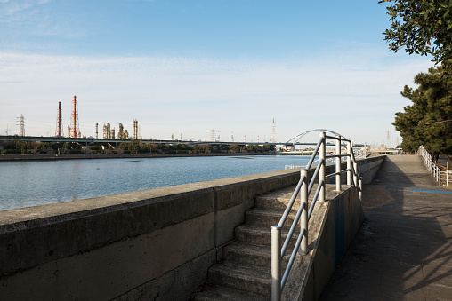 Hamadera Waterway in the daytime in Osaka