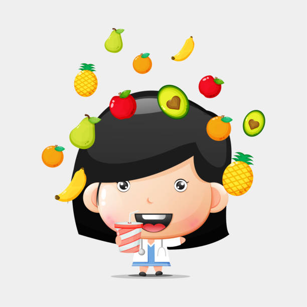 istock Cute doctor girl carrying healthy juice 1438853068