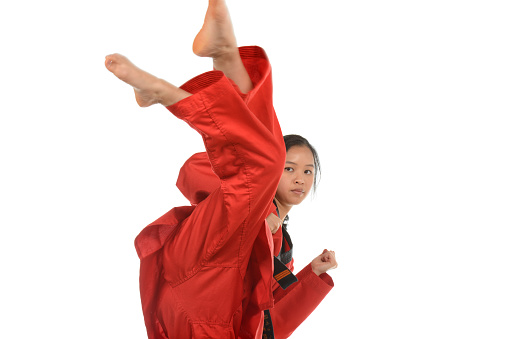 Martial artist kicking.