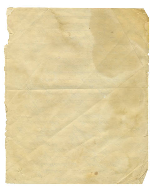 istock Texture of old yellowed paper isolated on white background 1438860165