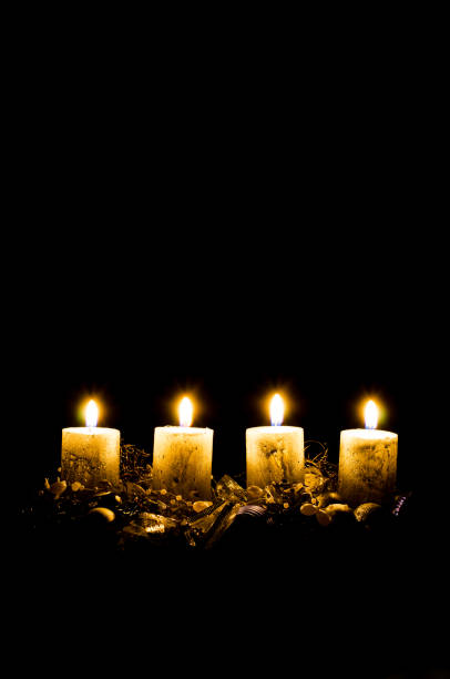 advent concept with burning candles stock photo