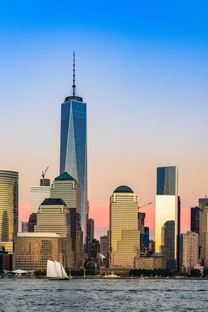 istock Vertical shot of syscrapers during the sunset in Manhattan 1438866743