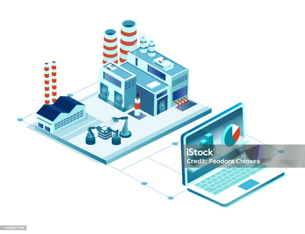 Vector Of A Power Plant And Computer With Data Analysis Stock ...
