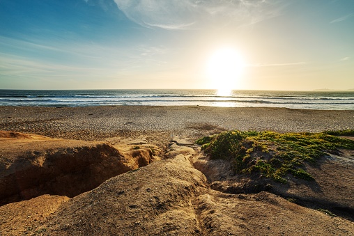 Beautiful scenery of the sunset in Francis Beach, California