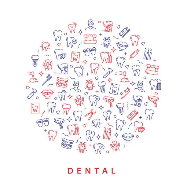 Vector illustration of DENTAL RELATED PATTERN DESIGN. MODERN LINE STYLE DESIGN