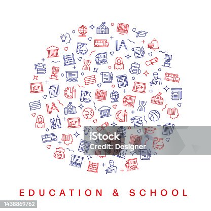 istock EDUCATION AND SCHOOL RELATED PATTERN DESIGN. MODERN LINE STYLE DESIGN 1438869762