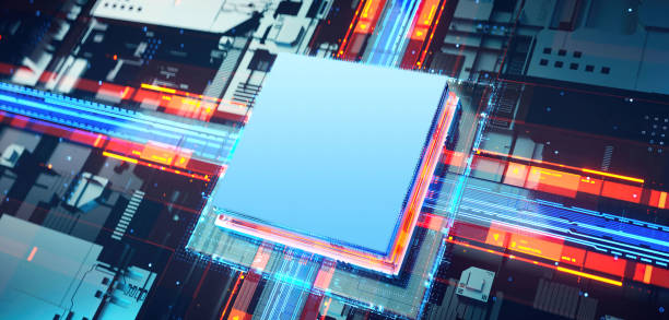 istock 3D rendering of cyberpunk AI. Circuit board. Technology background. Central Computer Processors CPU and GPU concept. Motherboard digital chip. Tech science background. 1438871467