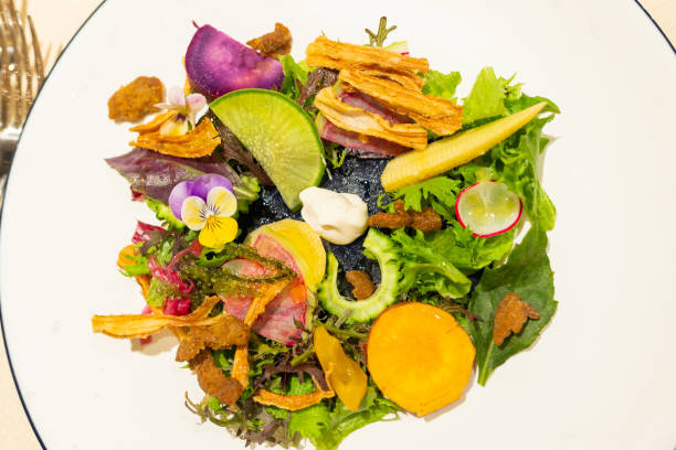 A higher end salad served at an Okinawan restaurant.