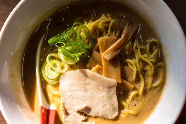 istock Close up of thick soup ramen 1438878051