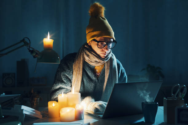 istock Broke woman saving on utility bills 1438881113