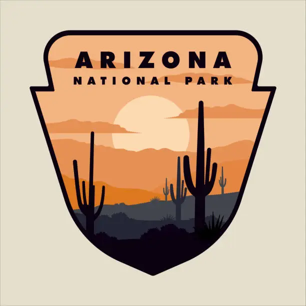 Vector illustration of emblem vector of arizona national park  illustration template graphic design. sign or symbol united states tourism sticker patch for travel company