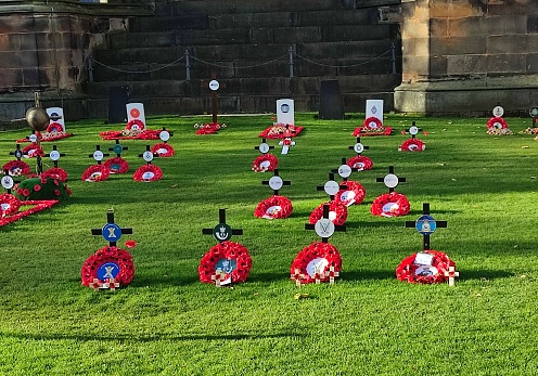 Historical War heroes rememberance poppy day ceremonies at edinburgh scotland england uk