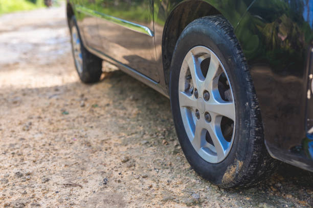 istock A black car parked on an unpaved road covered with crushed limestone, also known as Anopog. A common material used in remote provincial roads in Bohol, Philippines. 1438886427