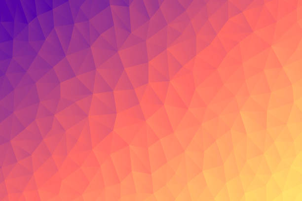 mozaika wielokątna z gradientem pomarańczowym - abstrakcyjne geometryczne tło - low poly - triangle backgrounds connection three dimensional shape stock illustrations