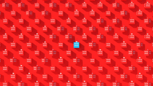 istock Red Democratic Party Majority Voting Ballot Box One Blue 2022 Midterm Elections Background US Democracy Pattern Ballot Paper 1438891126