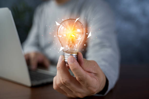Innovation. Hands holding light bulb for Concept new idea concept with innovation and inspiration, innovative technology