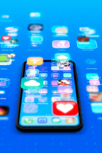 istock Various Mobile Application icons on Smart Phone 1438892654