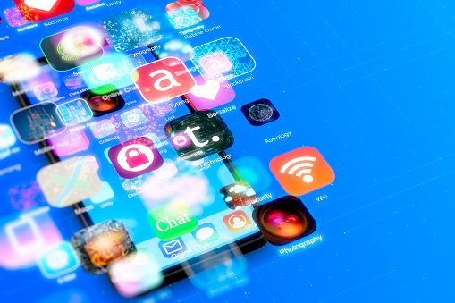 Digital work of Various Mobile Application icons on Smart Phone