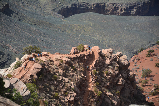 South Kaibab trail into the Grand Canyon bottom. Grand Canyon National Park, Arizona, USA.