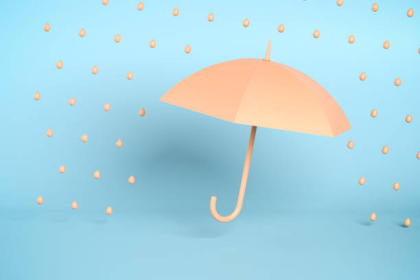 istock Protection or insurance concept: An open minimalistic umbrella protecting against rain. 1438901453