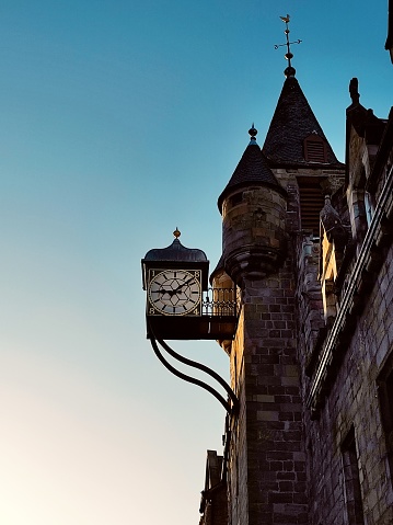 Historical gothic buildings at street of edinburgh scotland england uk