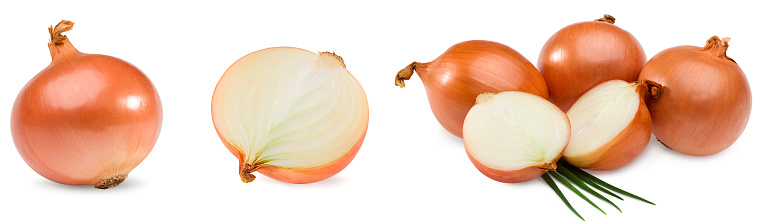 Vegan ingredients for seasoning: Spanish onion surrounded by a chili pepper, two garlic cloves, some peppercorns and some coriander leaves isolated on white background. Studio shot taken with Canon EOS 6D Mark II and Canon EF 100 mm f/ 2.8\n\nSimilar images on my portfolio.