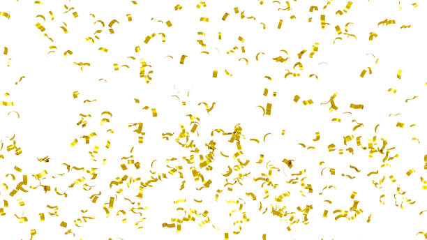 istock Many of golden confetti falling, 3d render, 3d illustration 1438905778