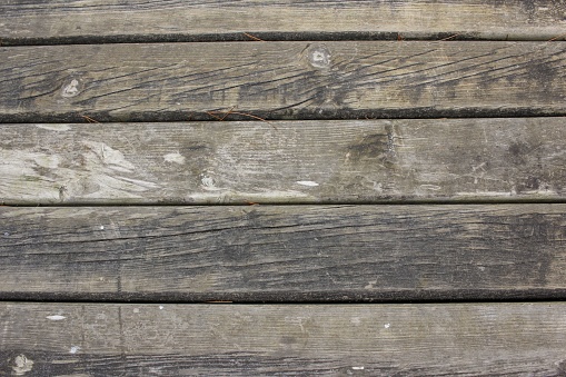 pattern of worn wooden boards on a north Spain beach promenade